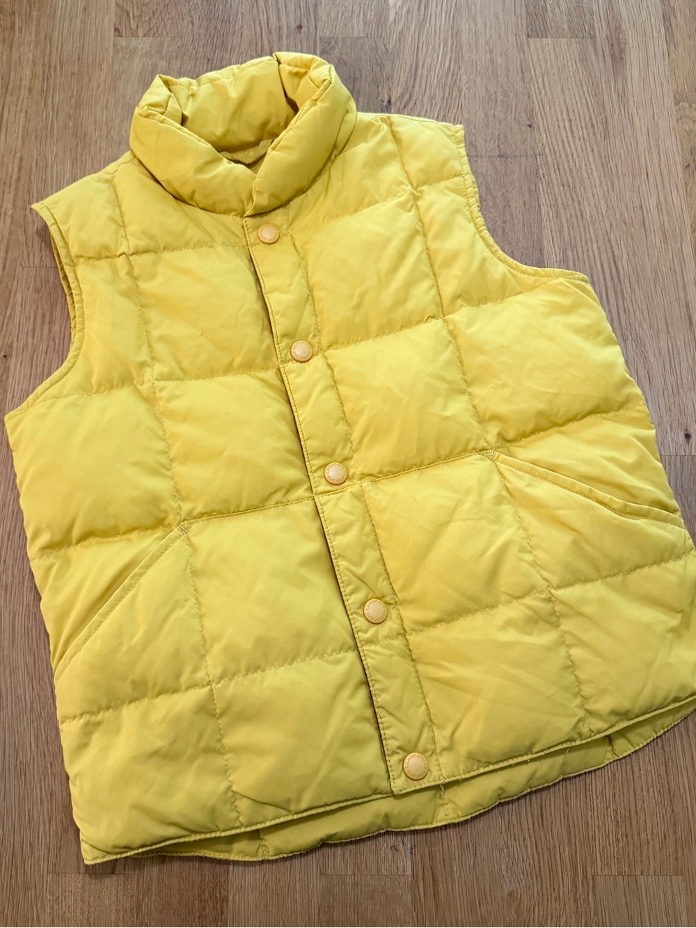 Lands' End 5/6 MEDIUM Yellow Down Filled Snap Front Puff Vest